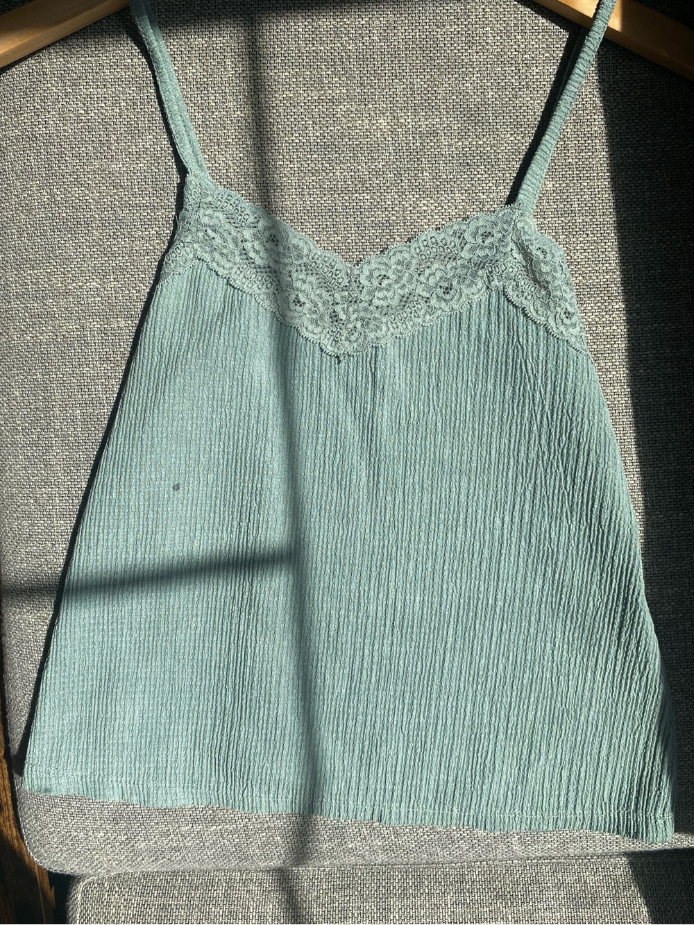 Pull&Bear Seafoam Green Lace-Trim Spaghetti Strap Camisole